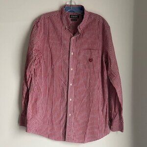 Chaps Red and White Checkered Long Sleeve Button Down Shirt Size Medium